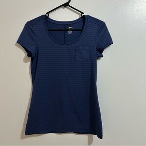 Blue REI Women's Short-Sleeve Striped Shirt Scoop Neck Small Chest Pocket XXS